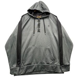 Spyder Active Hoodie Men's Size L Gray Quarter Zip Pullover Athletic Sweatshirt